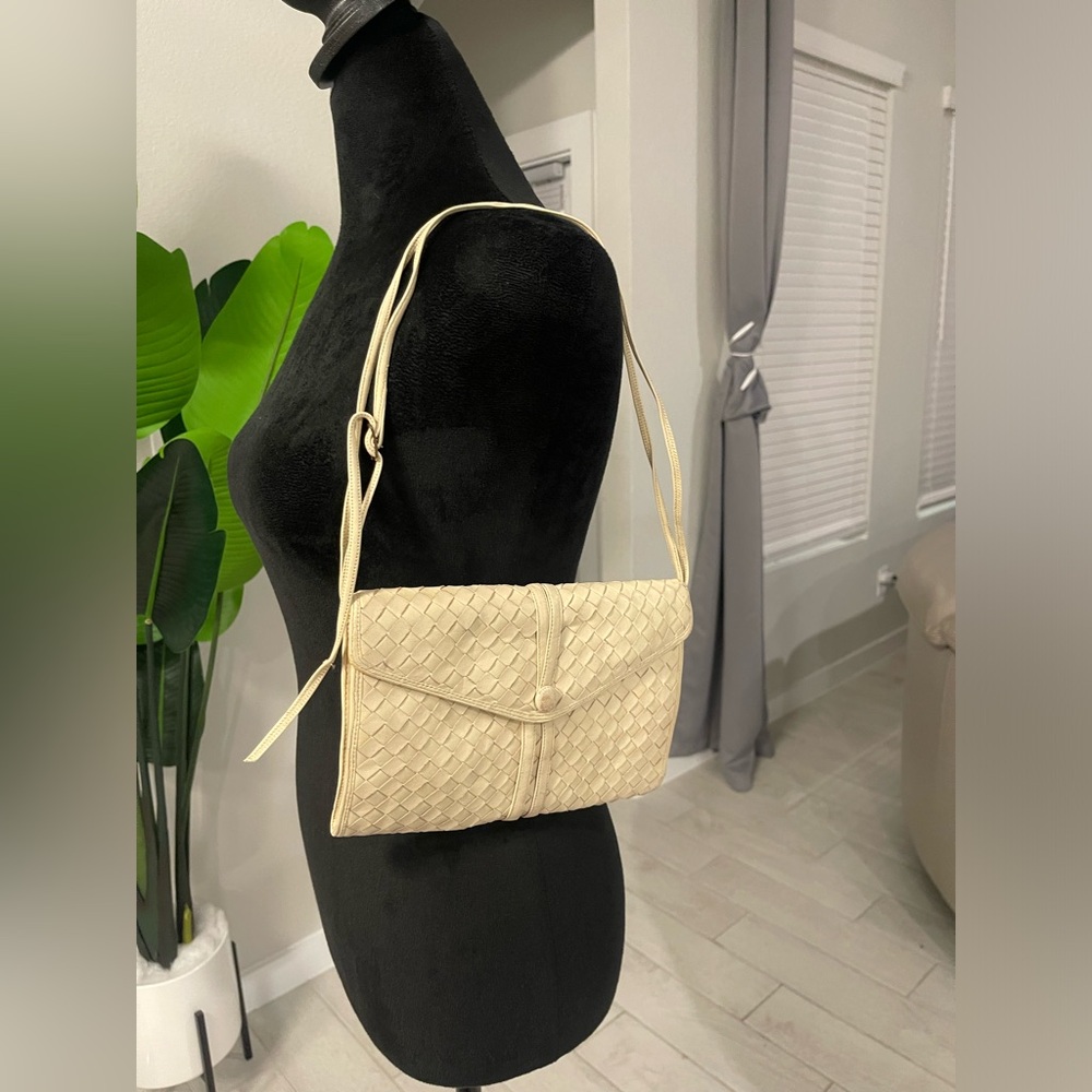 MORRIS MOSKOWITZ Vintage Intrecciato woven leather shoulder crossbody Bag